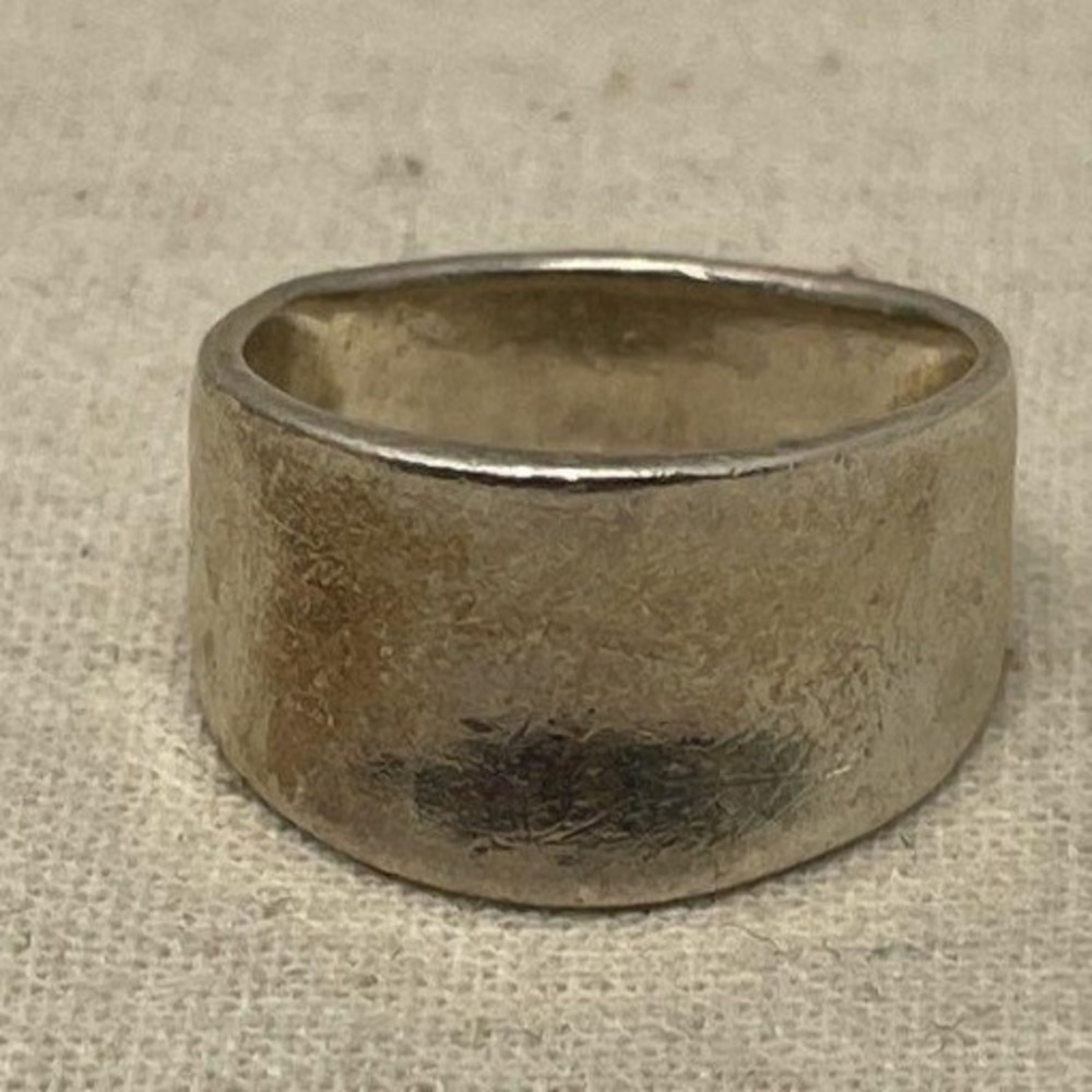 Vintage Sterling Silver Wide Hammered Cigar Band Ring Size 6.25 Artisan 4.1g